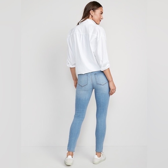 Old Navy NWT! Women'S In Tall Blue Mid-Rise Rockstar Super Skinny Jeggings - Picture 2 of 15